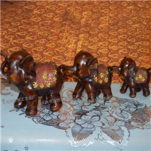 工艺品批发树脂仿木大象花纹三小象精美礼品家居装饰ZY200-1