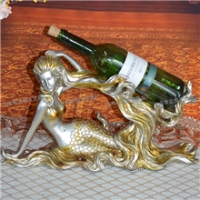 工艺品批发树脂仿木红酒架精美礼品家居装饰美人鱼红酒架ZY179