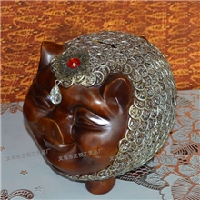 工艺品批发树脂仿木存钱罐精美礼品家居装饰万福存钱罐ZY170