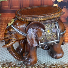 正悦工艺品批发树脂高档礼品家居装饰精美仿木大象凳子ZY009