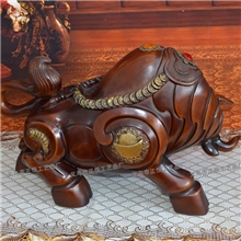 工艺品批发树脂仿木牛摆件家居装饰精美礼品牛气冲天ZY172