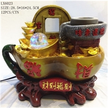 新款爆款招财进宝树脂工艺品流水喷泉室内喷泉水景摆设