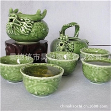 【茶具】青瓷茶具龙壶茶具套装浮雕茶杯茶壶景德镇整套茶具
