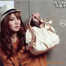 厂家批发-T077韩版mickey可爱休闲时尚花朵编织包包手提包单肩包