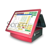 高品质供应触摸双显收银机15寸双屏餐饮酒店可用品牌一体机