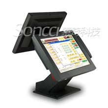 专业生产高端双显收银机触摸双屏收款机POS一体机服装店专卖