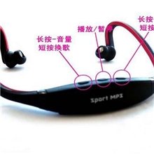 厂家批发大运动插卡耳机充电运动FM后挂式运动MP3耳机热销