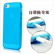 tpu手机套厂家TPU防尘塞双面磨砂清水套iphone5手机壳