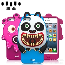 黑鱼iphone5手机壳苹果4代硅胶套韩国可爱卡通外壳个性浮雕防摔