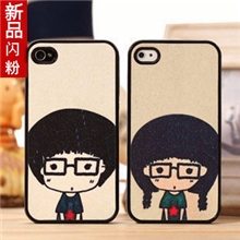 散装彩绘情侣卡通磨砂闪粉外壳苹果iphone44s手机壳子保护套潮