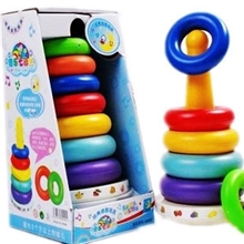 经典婴儿玩具七彩音乐套圈彩虹塔不倒翁儿童早教益智叠叠高