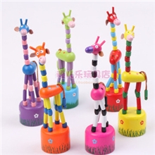 木制益智玩具外贸木制弹簧小动物摇滚长颈鹿拇指宝宝外贸玩具