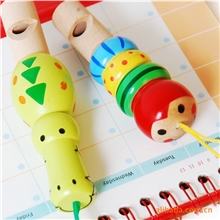 批发彩色迷你卡通动物口哨儿童益智乐器木制玩具2款随机发货