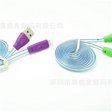 工厂大量批发一款苹果5iphone5s发光数据线、可充电传数据