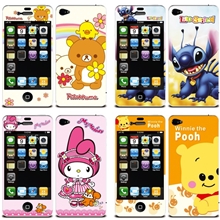 批发：iphone4手机保护膜闪钻卡通膜苹果4S闪粉彩膜高清贴膜