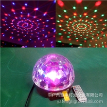 [送遥控器]MP3水晶魔球/LED自走声控婚庆酒吧KTV舞台灯光二代三色