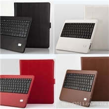 厂家供应最新苹果配件无线蓝牙皮套键盘黑白红棕4种颜色