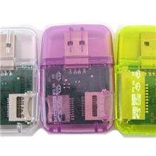 小透明多功能读卡器厂家直销高速2.0四合一万能读卡器