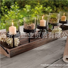 欧式乡村原木仿古烛台酒吧咖啡厅样板间别墅装饰庭院装饰配杯子