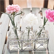 爆款森系清新铁编水培瓶格子布zakka风日系田园