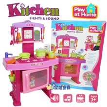 【新品】仿真灯光音乐微波炉餐具台厨房过家家儿童仿真益智