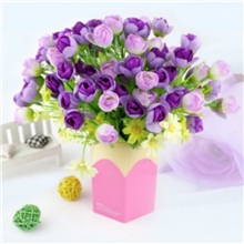 Z12915头迷你玫瑰花苞仿真假花(春叶紫色)