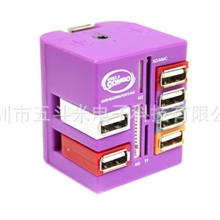 USBCOMBO：可旋转6口USBHUB+读卡器，USB2.0高速集线器、读卡器