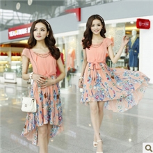 2013新款夏季雪纺短袖连衣裙波西米亚沙滩韩版女装短袖碎花长裙