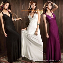 礼服长裙批发性感V领美胸水钻后背交叉吊带长款礼服