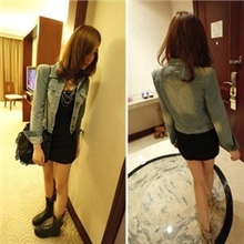 B265#2013新品欧美风时尚做旧牛仔个性耸肩外套牛仔衫代理批发