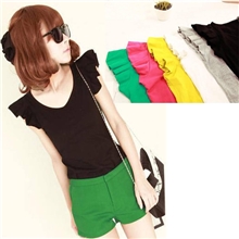 免费代理特价新款日韩女装批发欧美风可爱小飞袖修身短袖T恤