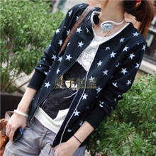 日韩女装免费加盟原单休闲外套空调衫开衫宽松大码星星圆领卫衣