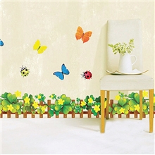 AY926三代可移除卧室客厅走廊楼梯学校幼儿园踢脚线四叶草墙贴纸