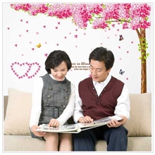 【厂家直销】AY212浪漫樱花第五代可移PVC透明膜墙贴纸1款2拼