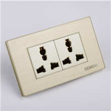 118型西蒙开关插座面板香槟金拉丝V6六孔多功能插座招商批发