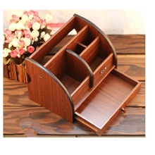 木质笔筒带抽屉多功能文具笔架1025木制笔筒桌面收纳座