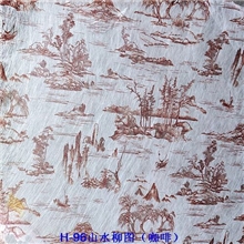 H98山水柳图艺术夹胶玻璃夹丝材料