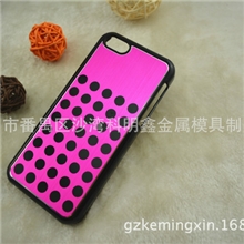苹果iphone5c手机壳金属拉丝纹丝印圆点波点苹果保护壳