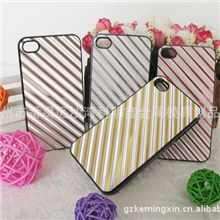 Iphone4/4S闪亮条纹金属PC底手机保护壳iPhone44S苹果