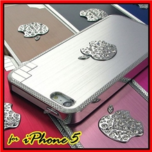 2012水钻大iPhone5手机壳镶钻保护套金属拉丝手机壳