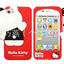 新款hellokittyiphone4/4s手机壳保护壳硅胶套趴趴猫kt猫外壳