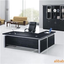广东现代家具直销大班桌黑色浮雕老板桌现代板式办公家具9681