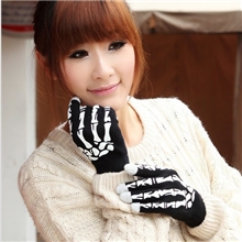 骷髅腈纶纯色五指手套触摸屏手套加三星HTC小米通用触摸手套