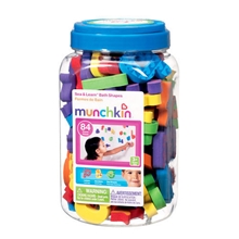 Munchkin麦肯奇84片桶装浴室洗澡贴海洋动物数字字母贴戏水玩具