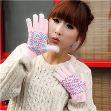 工厂直批冬季保暖菱形针织触摸屏手套仿羊绒多功能保暖触摸手套