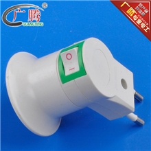 厂家直销壁插式E27螺口带开关灯座小夜灯灯座（两圆扦头】