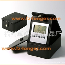 数显皮革旅行钟万年历旅行钟LCDclock