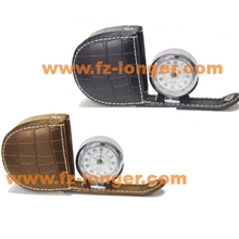 石英皮革钟皮革闹钟leathertravelclock