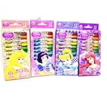 正品迪士尼公主12色儿童安全无毒环保盒装油画棒蜡笔批发9140