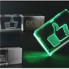 优盘厂家批发水晶LED灯发光U盘4G/8G透明闪光U盘可定制发光LOGO